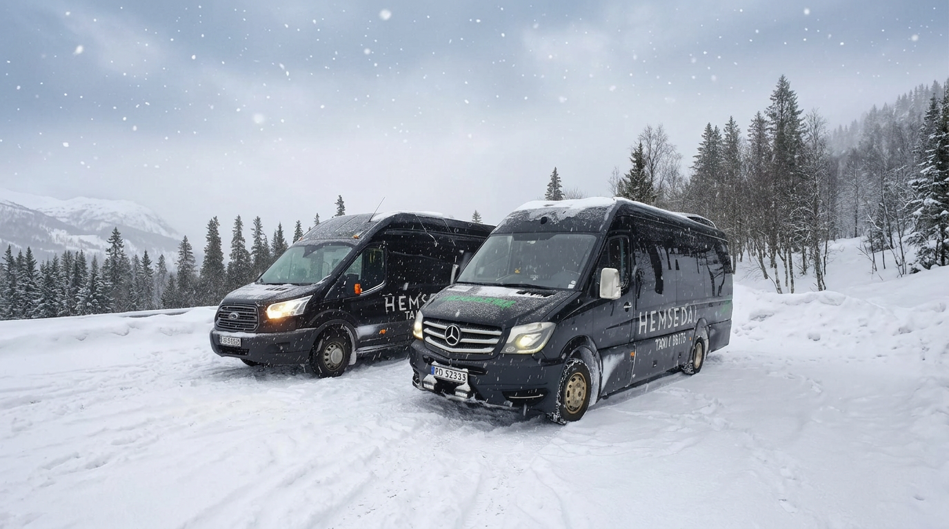 Hemsedal Taxi Ski Transfer - minibusser i snølandskap